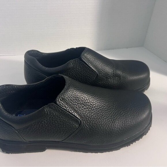 Dr, Scholls Black Slip-On Leather Non-Slip Work Shoes For Men - Picture 1 of 4